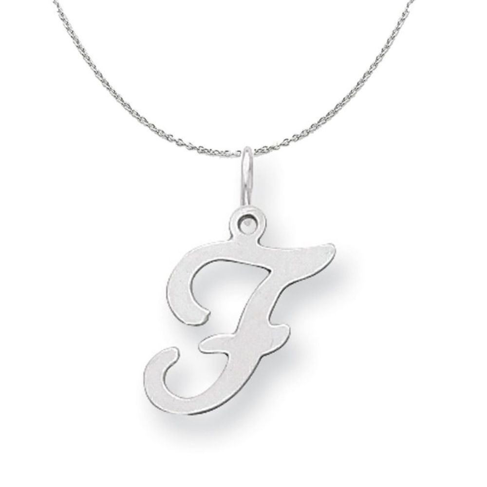 Silver, Sophia Collection, Small Script Initial F Necklace - 20 In